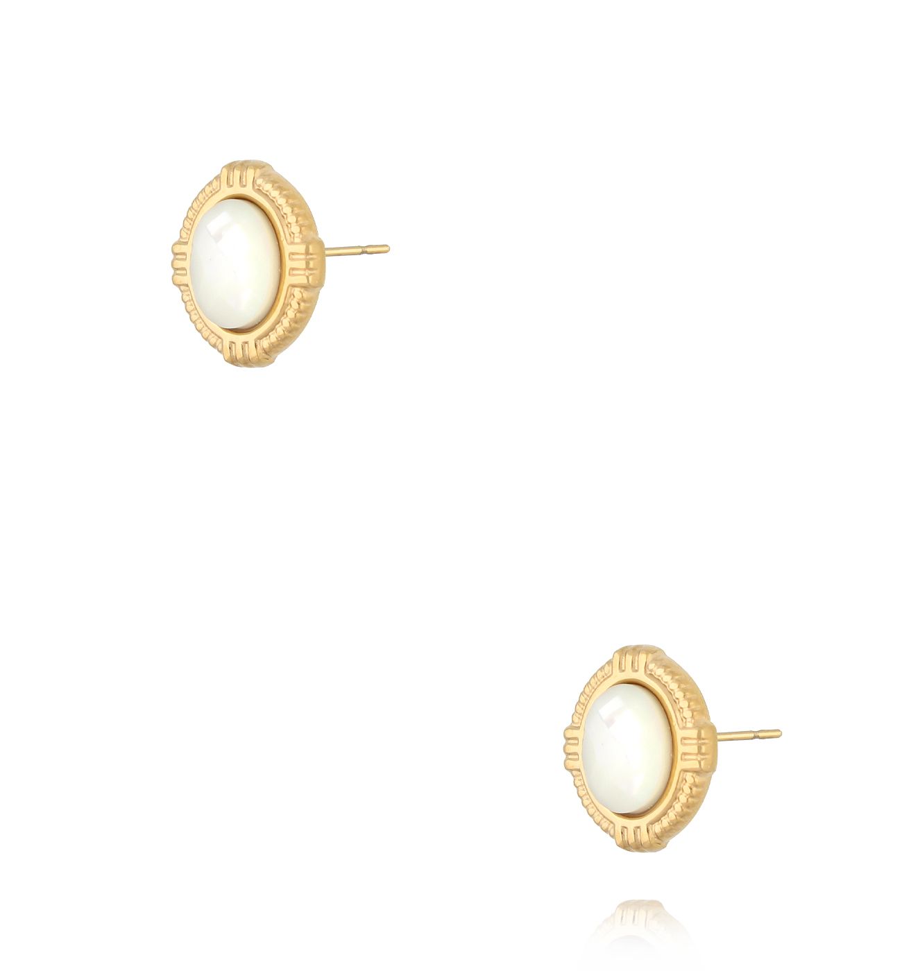 Kolczyki z białym jadeitem złote KSY0292