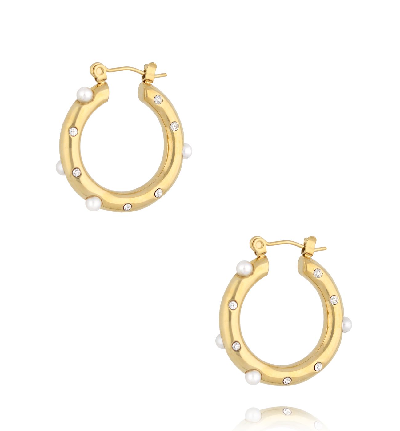 Kolczyki koła z perełkami złote - By Dziubeka