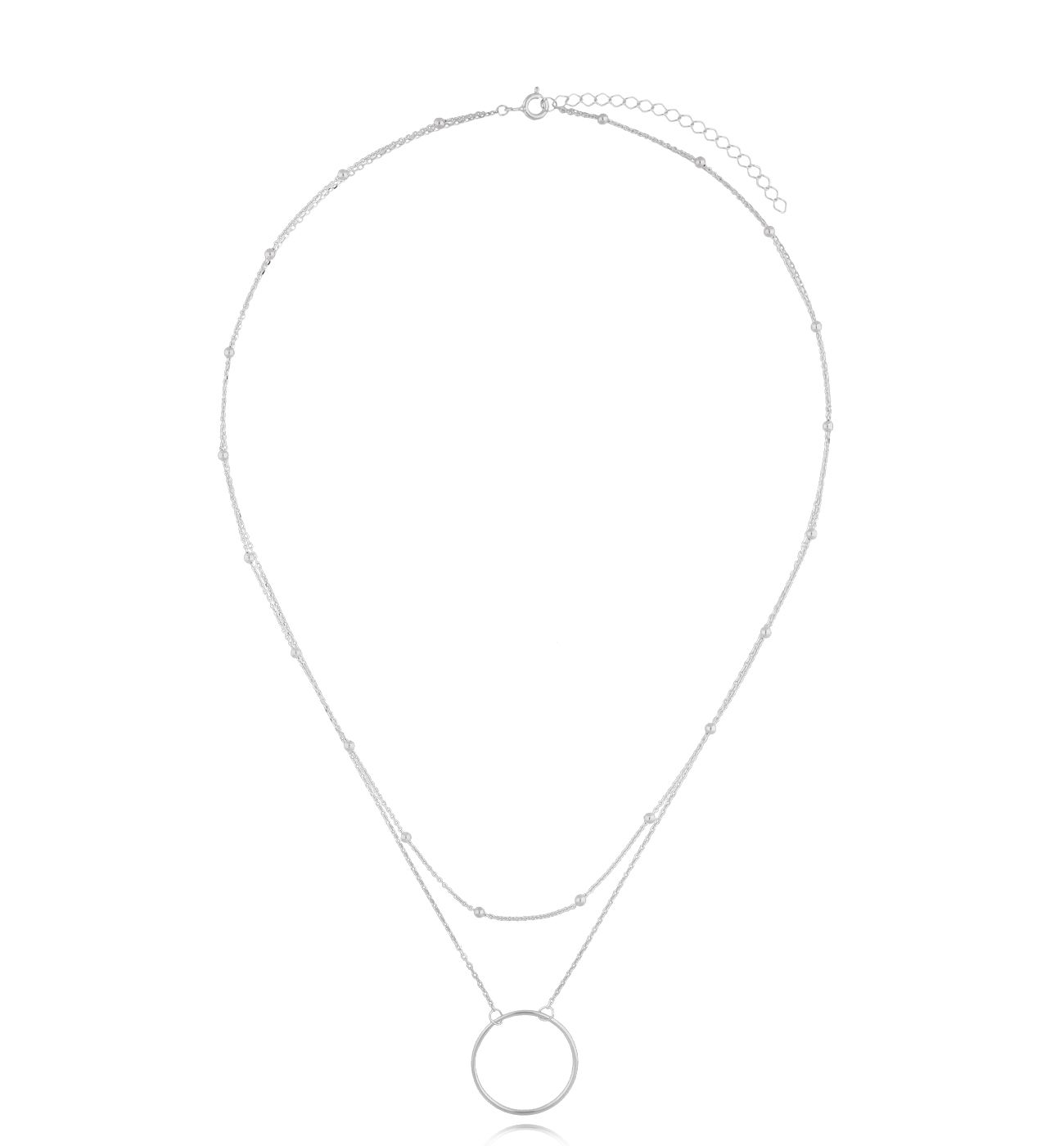Naszyjnik srebrny z okrągłą zawieszką Gwendoline - By Dziubeka