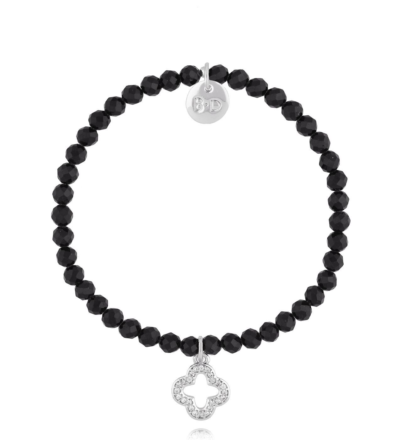 Bransoletka z czarnymi turmalinami i koniczynką - By Dziubeka