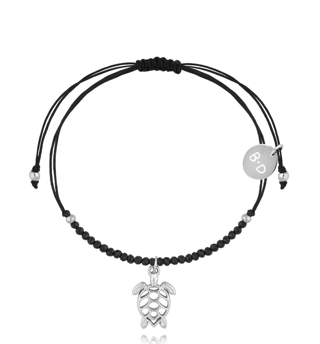 Bransoletka z turmalinami i srebrnym żółwikiem Feliz BMT0233 - By Dziubeka