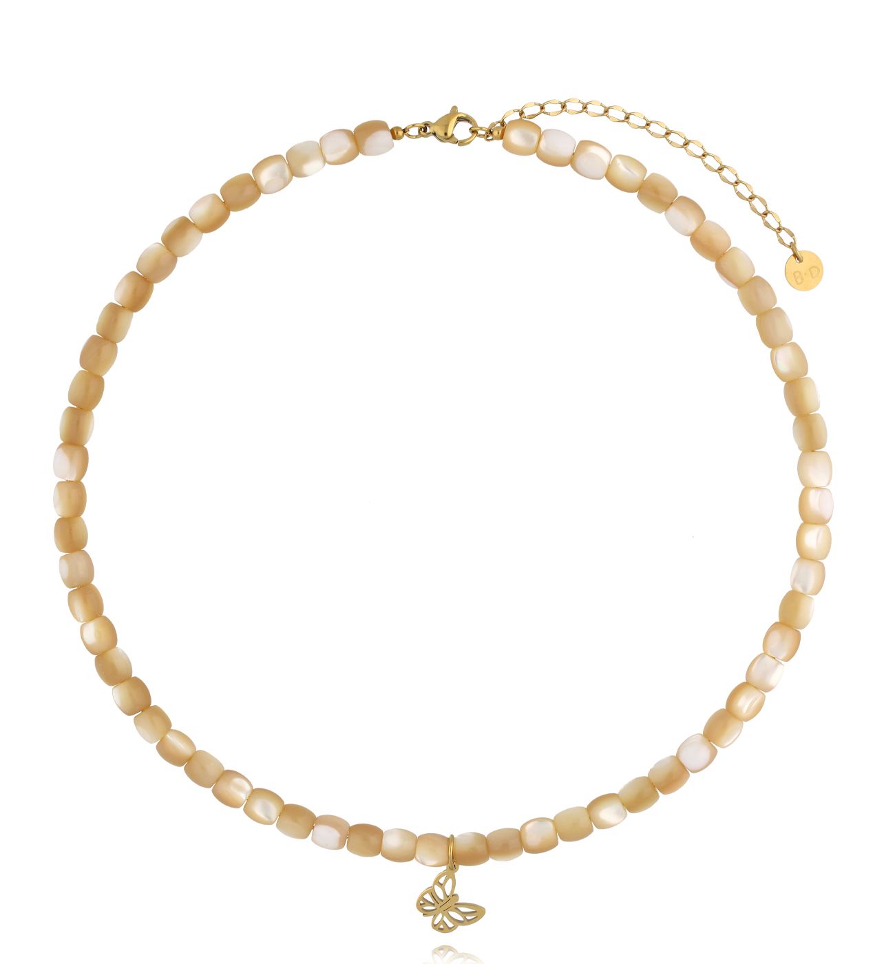 Naszyjnik beżowy z motylkiem NPA1413