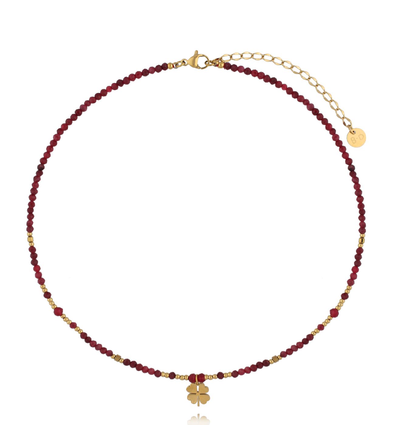 Naszyjnik z jadeitami i koniczynką - By Dziubeka