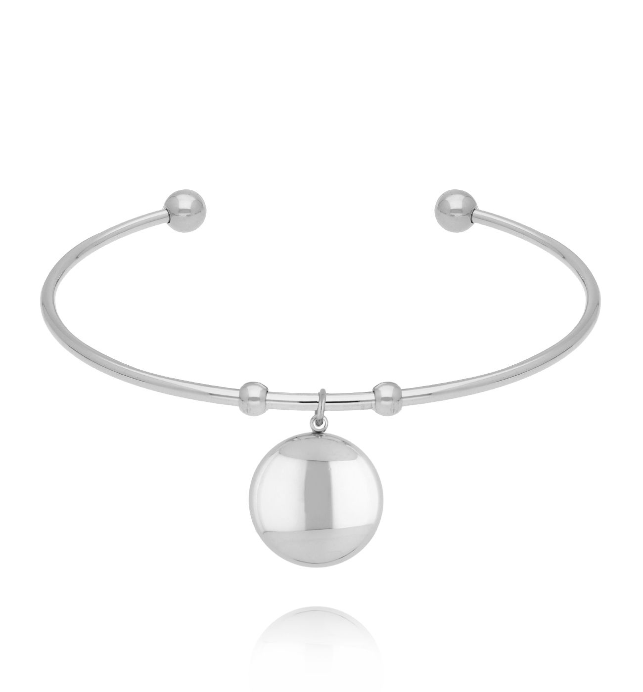 Bransoletka obręcz z kulką srebrna BSY0469 - By Dziubeka