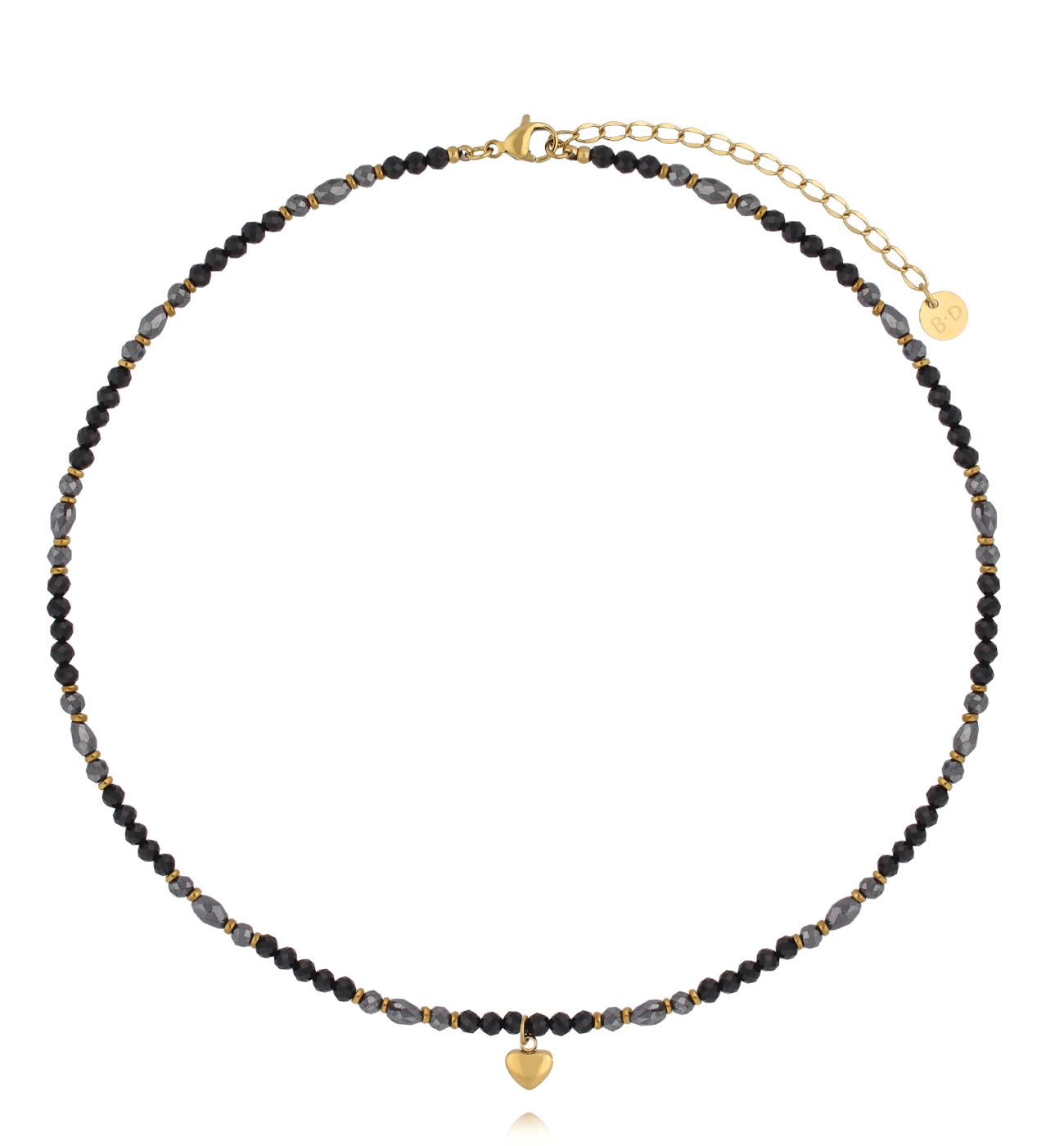 Naszyjnik z hematytami i sercem - By Dziubeka