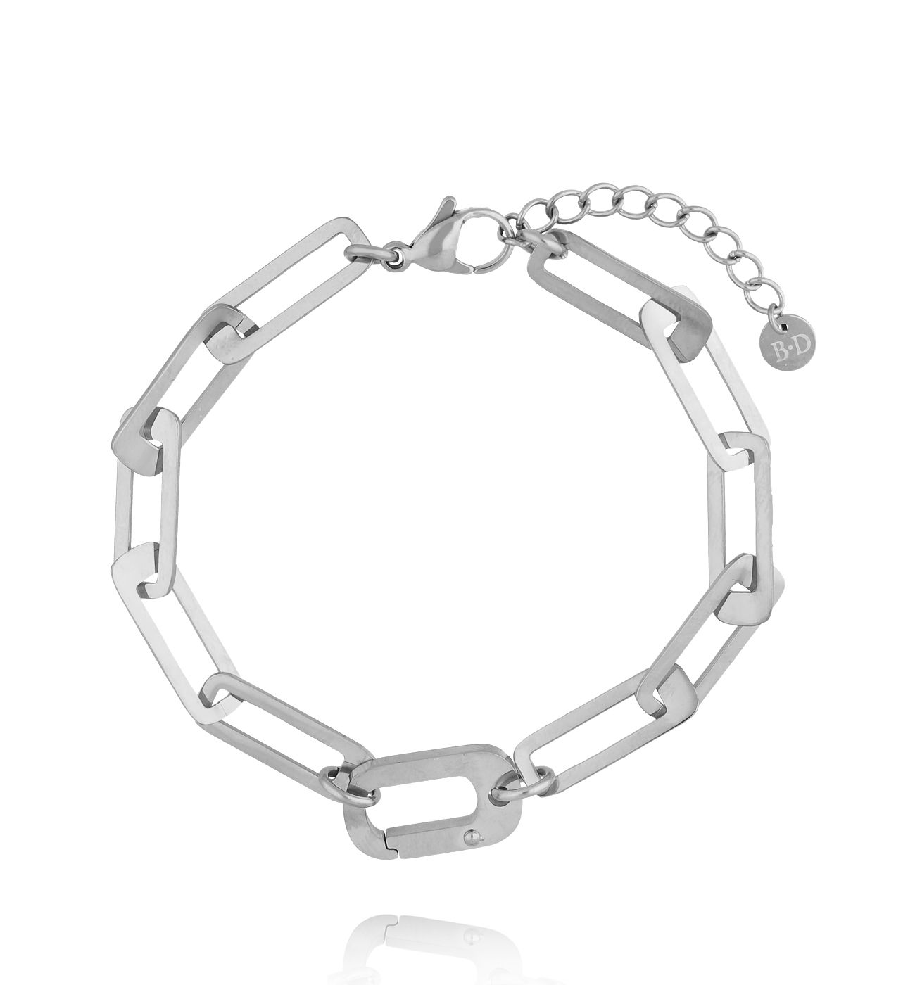 Bransoletka z geometrycznych ogniw w srebrnym kolorze BEA0066 - By Dziubeka