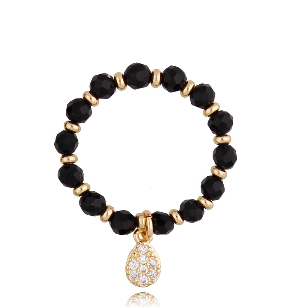 Pierścionek z z czarnymi agatami Jayden PSC0290