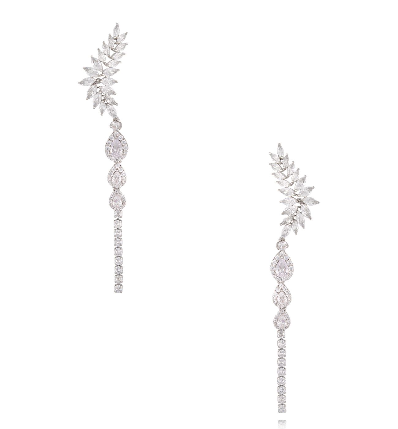 Koczyki długie srebrne z cyrkoniami - By Dziubeka