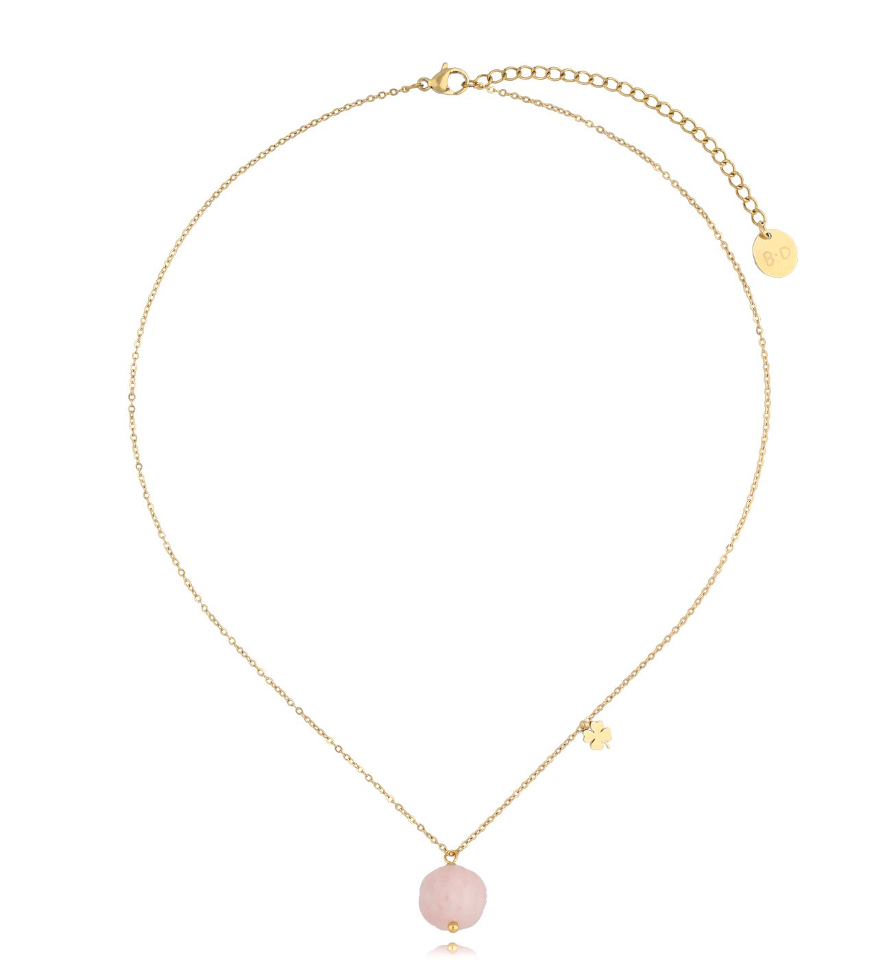 Naszyjnik złoty z kwarcem różowym Paulilatino NSY0219 - By Dziubeka