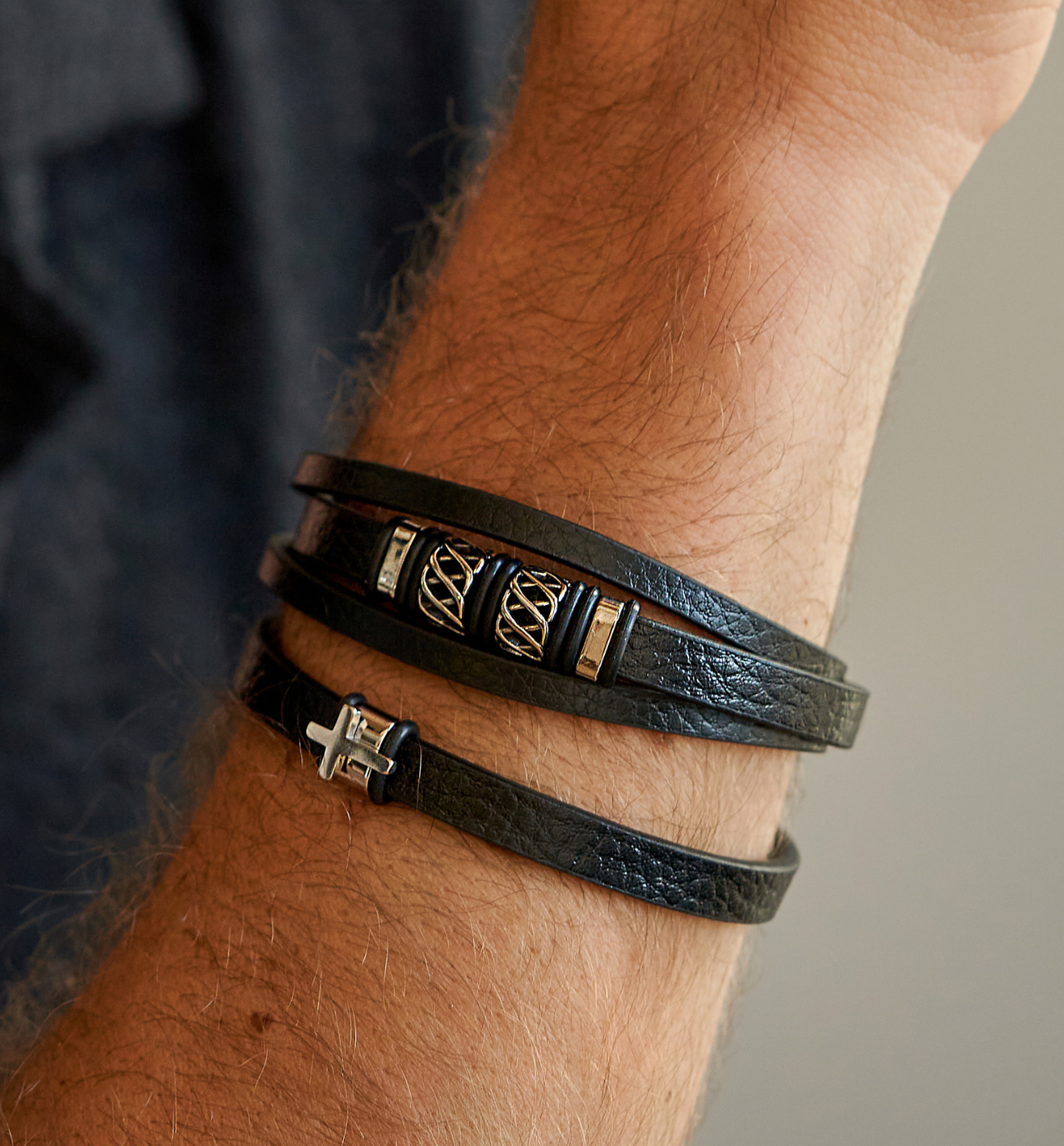 Bransoletka męska skórzana Manni BMITC0549