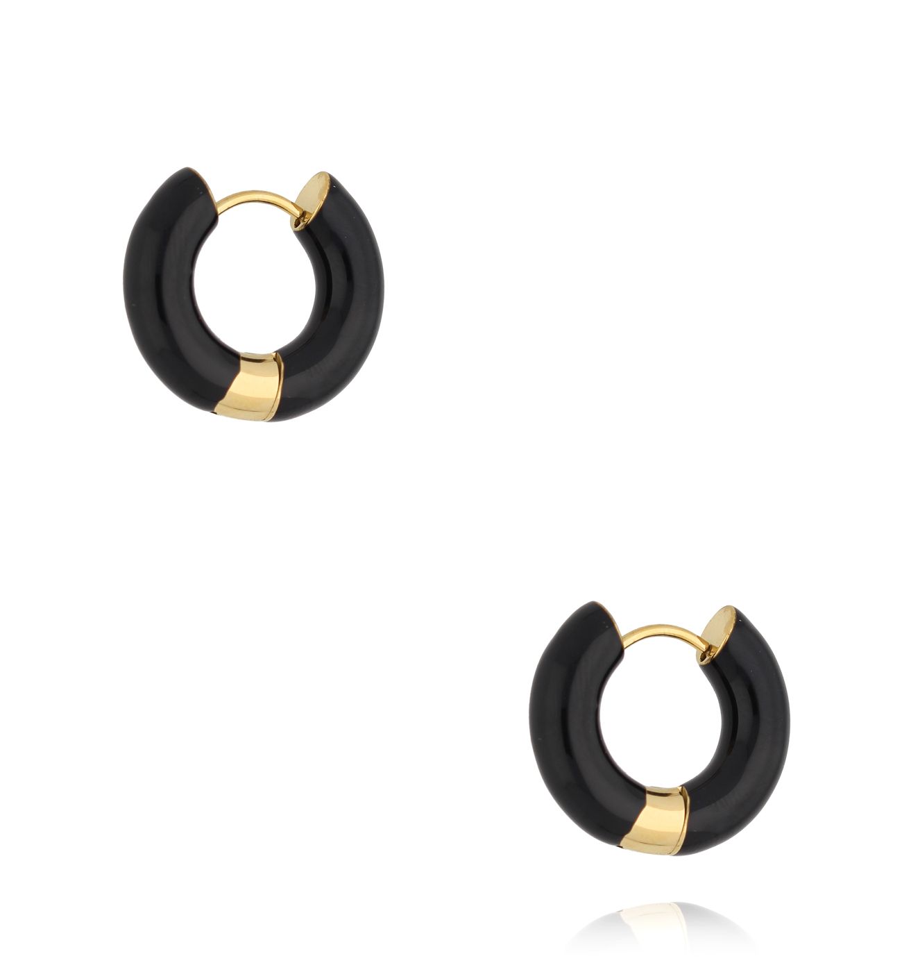 Kolczyki czarne koła złote - By Dziubeka