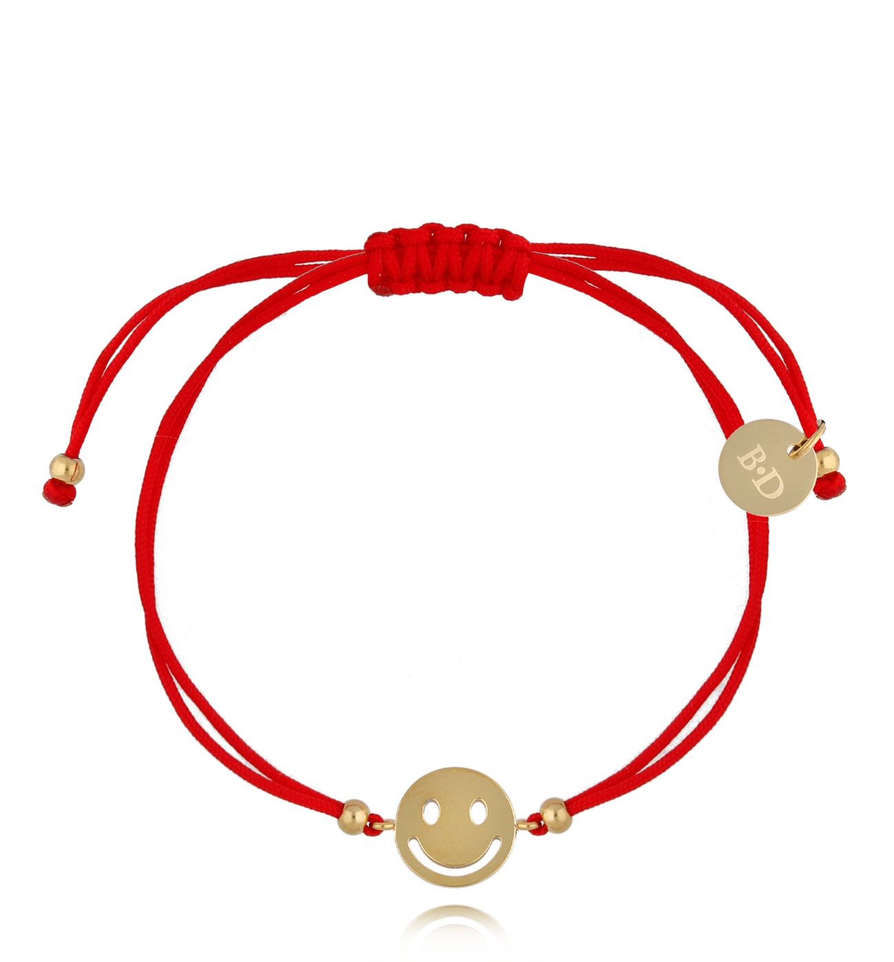 Bransoletka złota z czerwonym sznurkiem i buźką Joyful BGL0661
