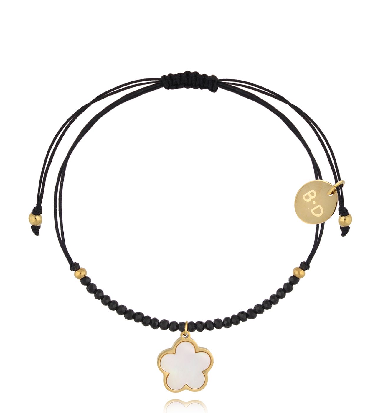 Bransoletka z turmalinami i złotym kwiatuszkiem Feliz BMT0242 - By Dziubeka