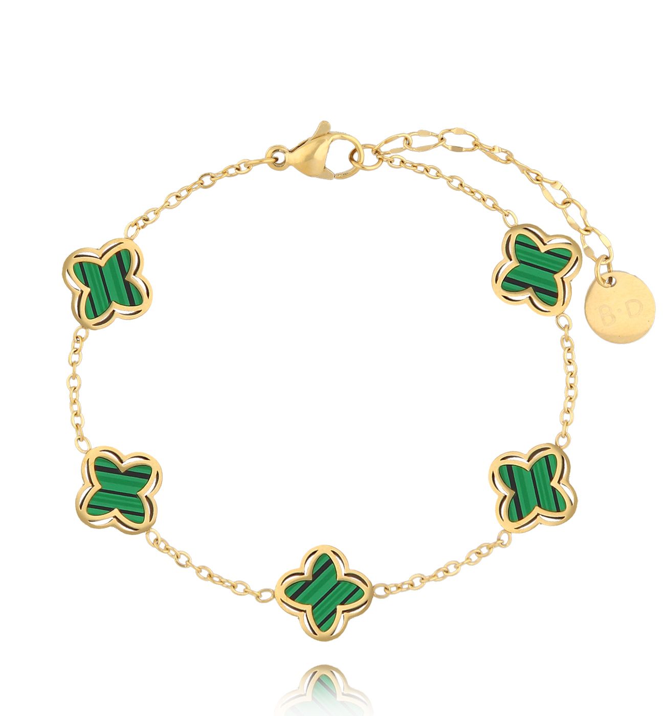 Bransoletka z zielonymi koniczynkami Clovers BSY0029 - By Dziubeka