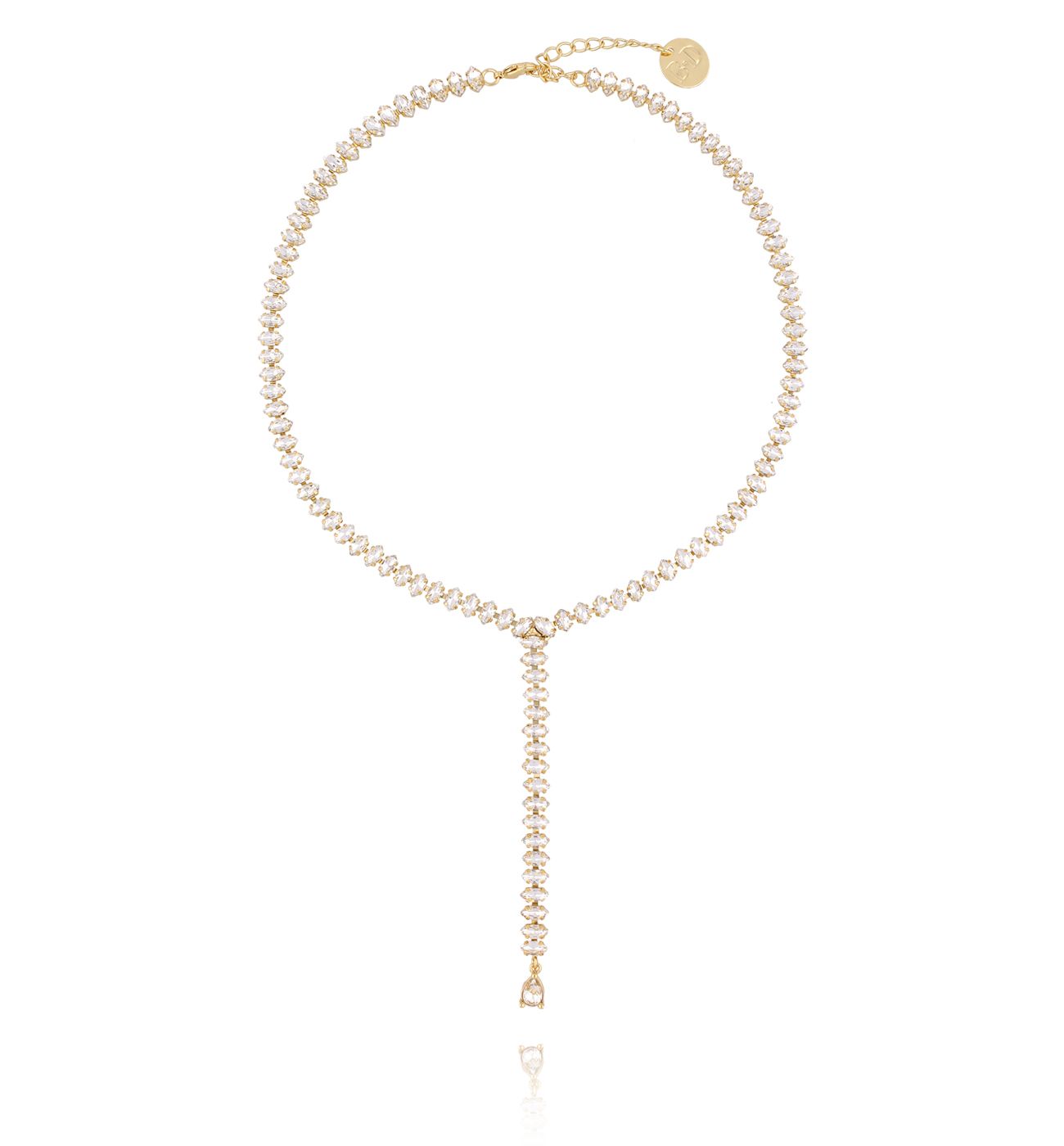 Naszyjnik złoty ze srebrnymi kryształami NS0013