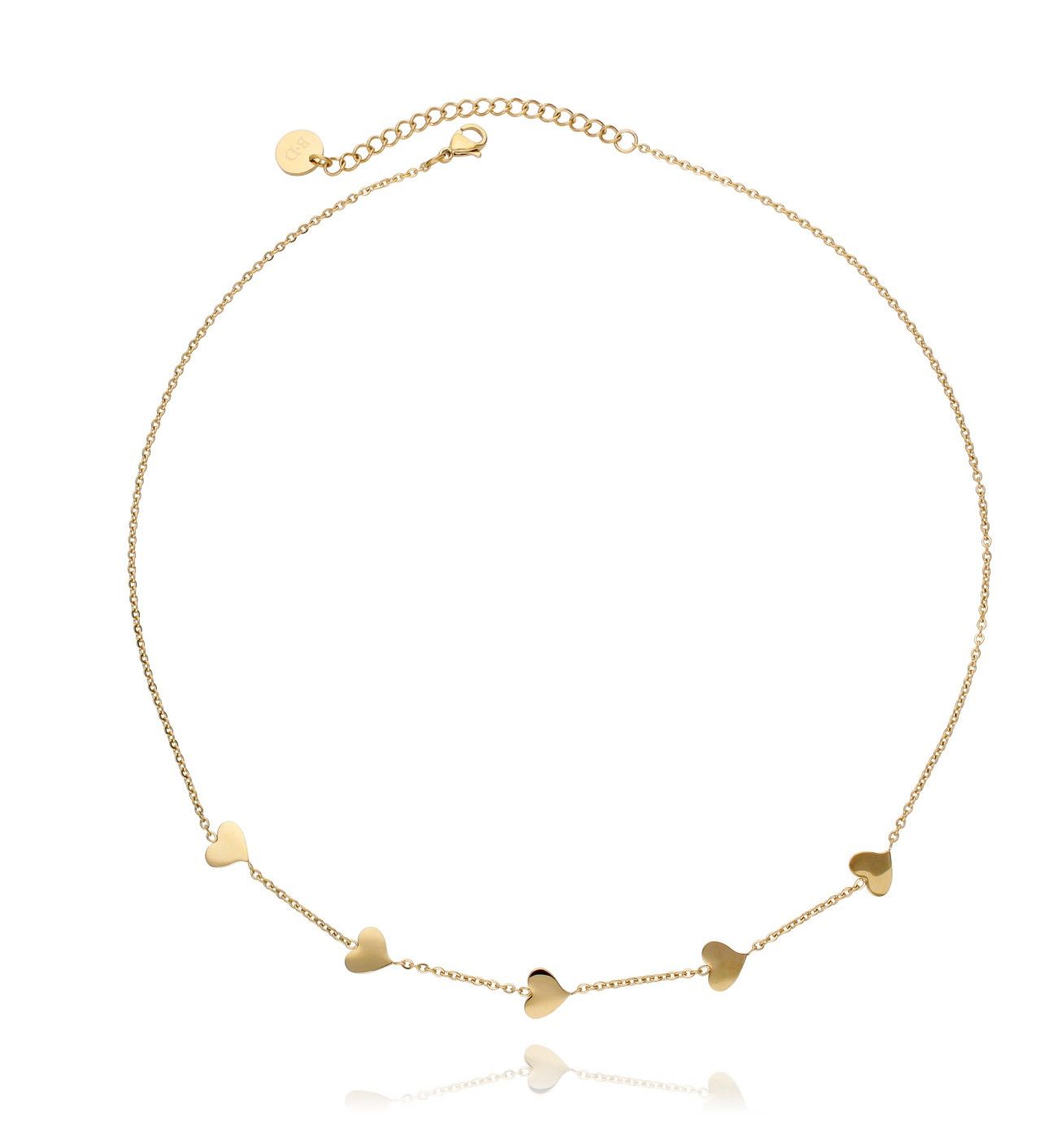 Naszyjnik złoty ze stali szlachetnej z serduszkami NSA0010