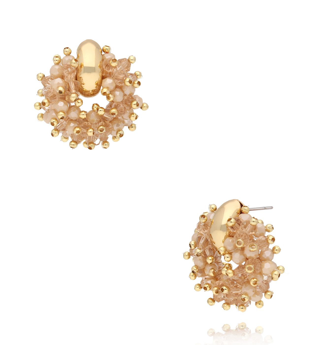 Kolczyki z beżowymi kryształkami KWE0296 - By Dziubeka