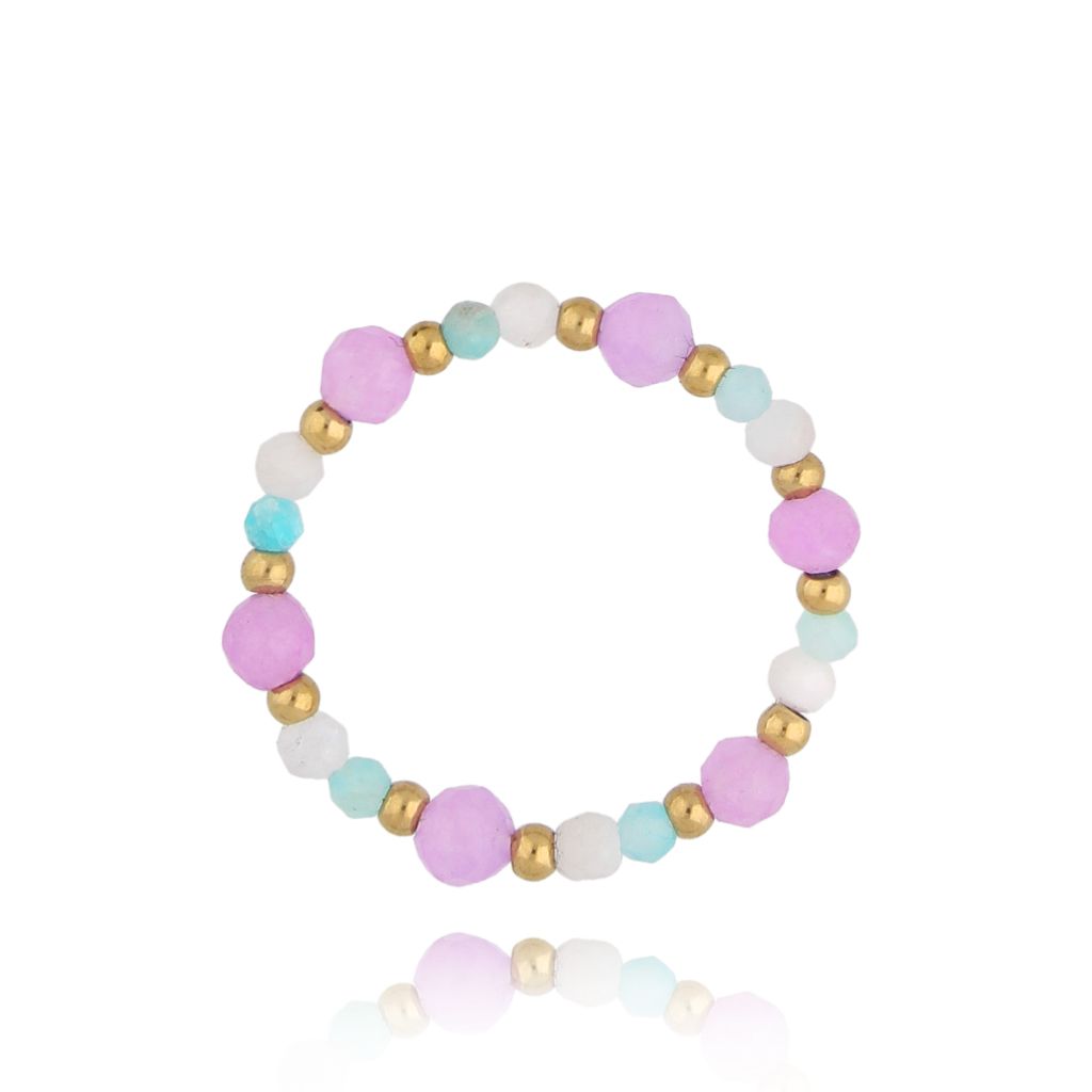 Pierścionek elastyczny z kamieniami naturalnymi Sea Foam PSC0477 - By Dziubeka