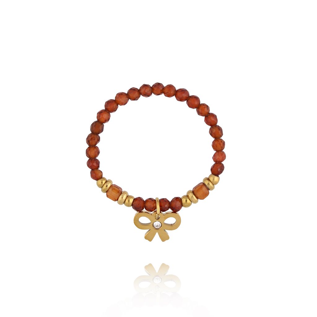 Pierścionek z granatami i kokardką PTW0558