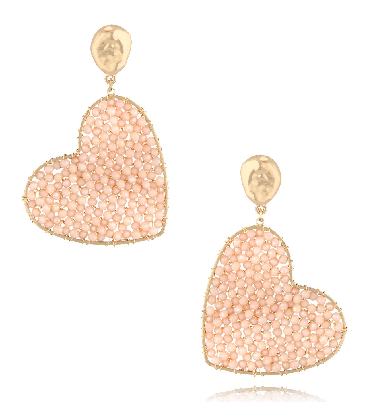 Kolczyki z cielistymi sercami Coeur Coloré KWE0061 - By Dziubeka