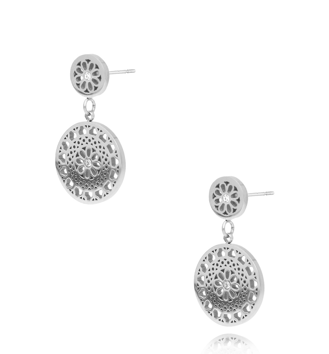 Kolczyki srebrne z rozetką Decor - By Dziubeka