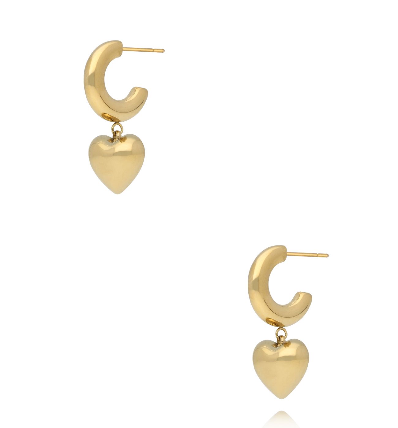 Kolczyki koła z zawieszką w kształcie serca złote KSY0622 - By Dziubeka