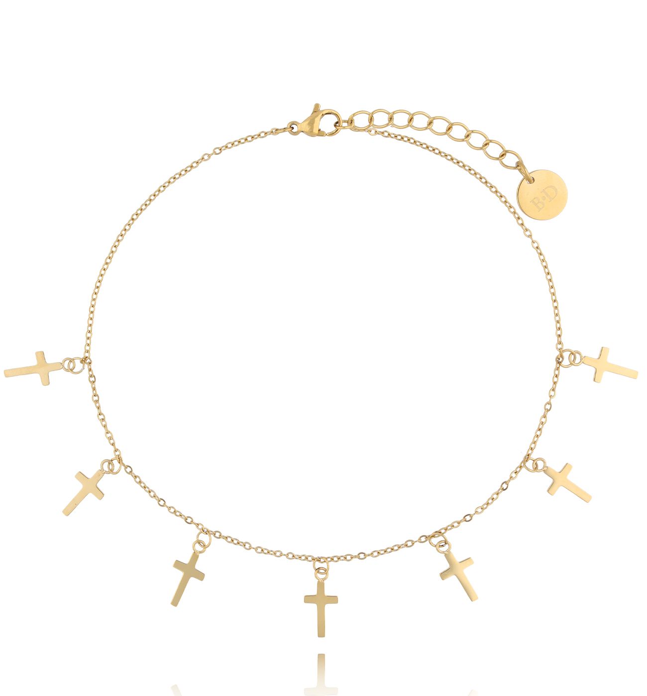 Bransoletka na nogę złota z krzyżykami Msalaba B - By Dziubeka
