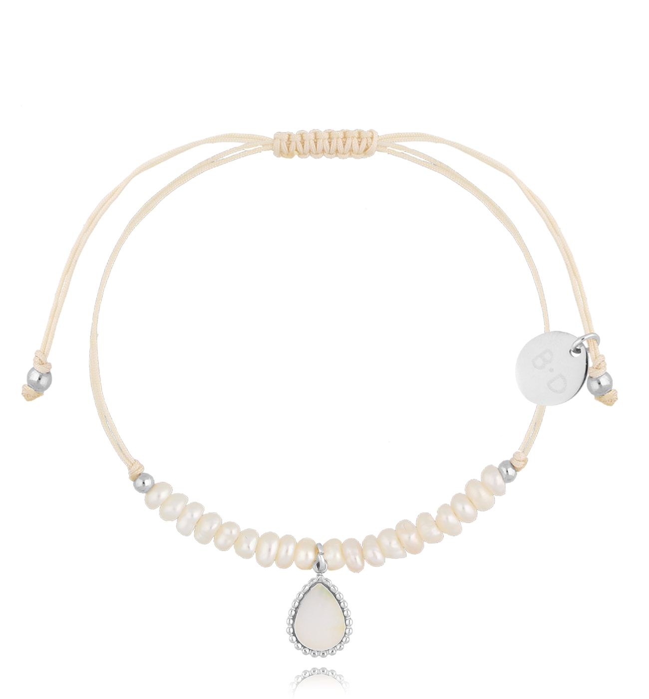Bransoletka z perełkami i srebrną zawieszką Feliz BMT0048 - By Dziubeka