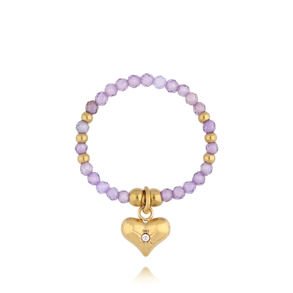 Pierścionek fioletowy z sercem Millville PSC0428