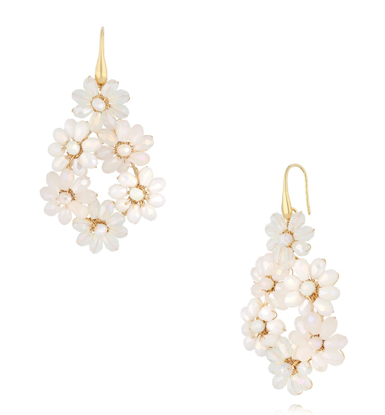 Kolczyki z białymi i mlecznymi kryształkami KWE0303