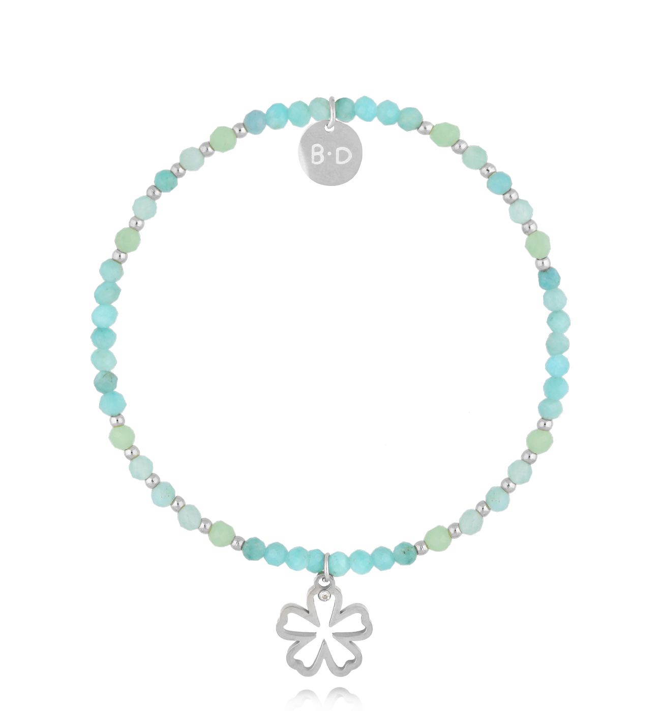 Bransoletka z amazonitami i kwiatuszkiem BTW2850