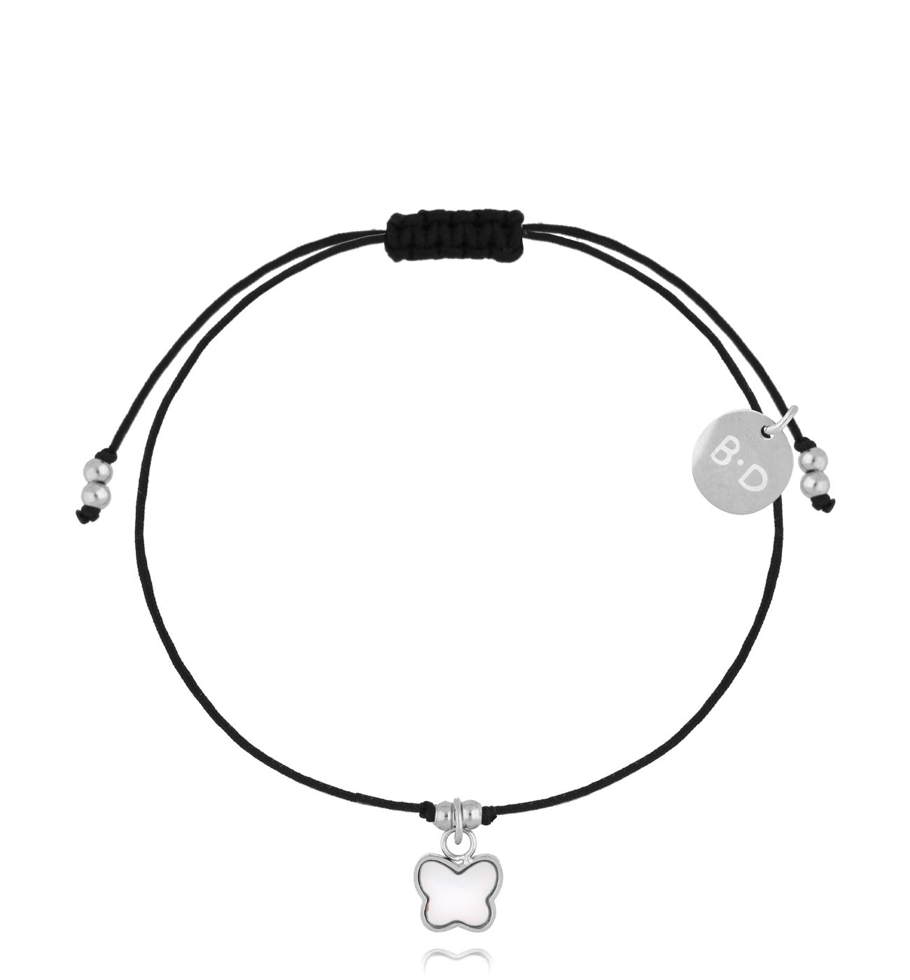Bransoletka z czarnym sznurkiem i motylkiem BGL1025