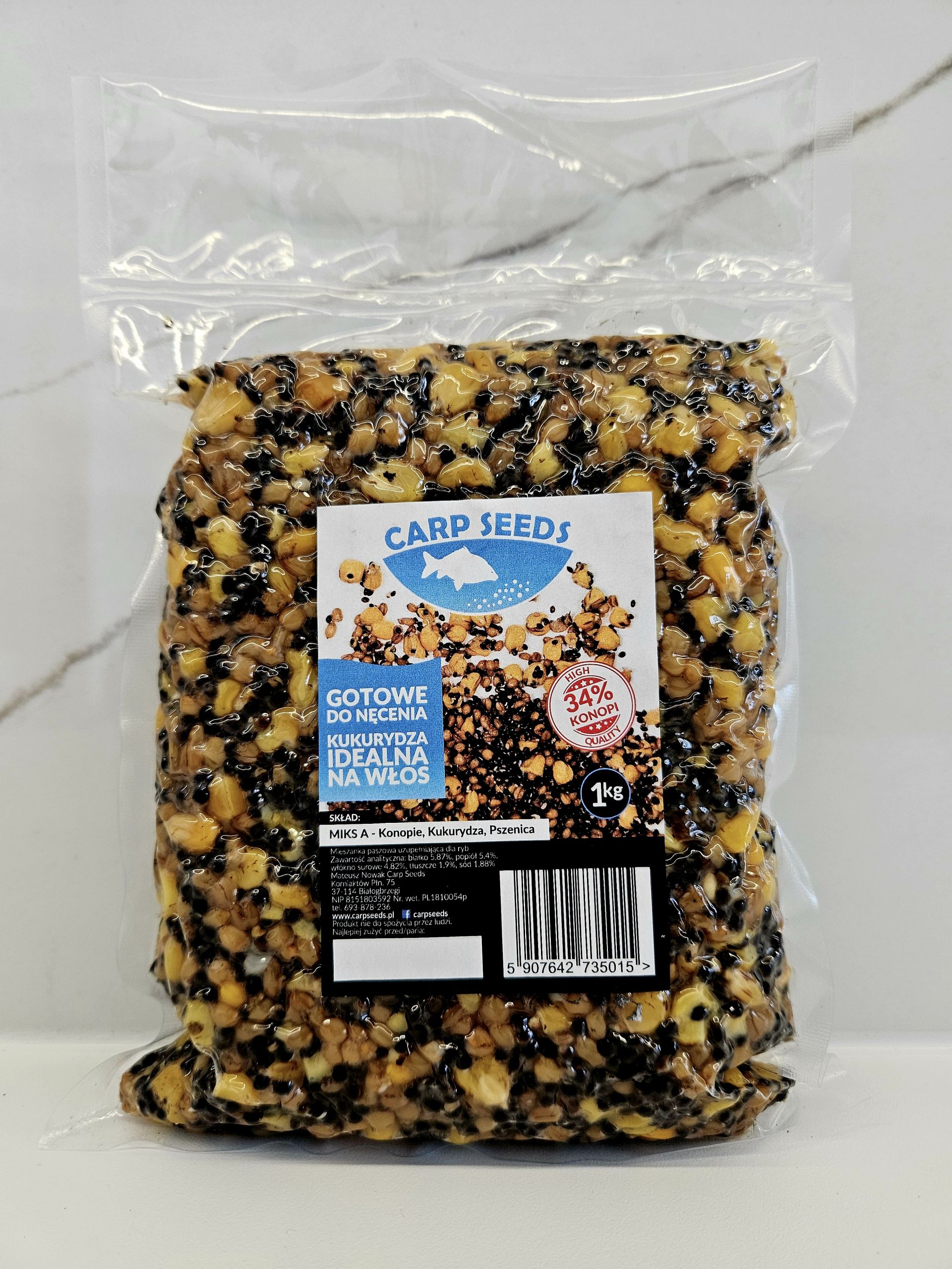 Carp Seed Ziarno do Nęcenia Mix A Konopie, Kukurydza, Pszenica 1kg