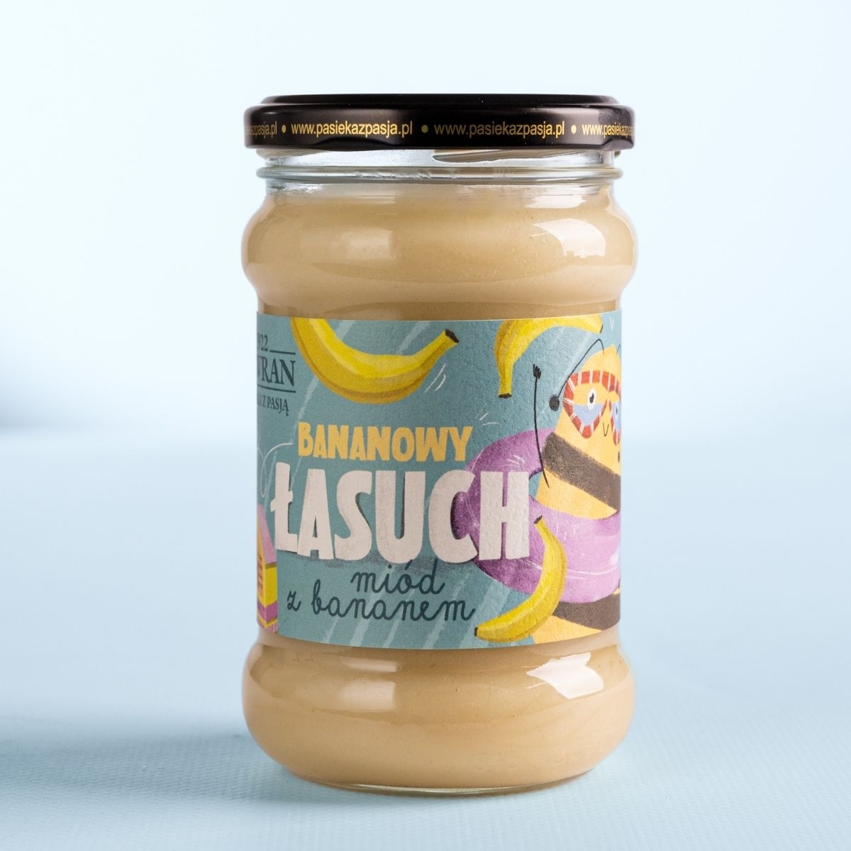Bananowy łasuch - miód dla dzieci z bananem 370g - Pasieka z Pasją Hawran