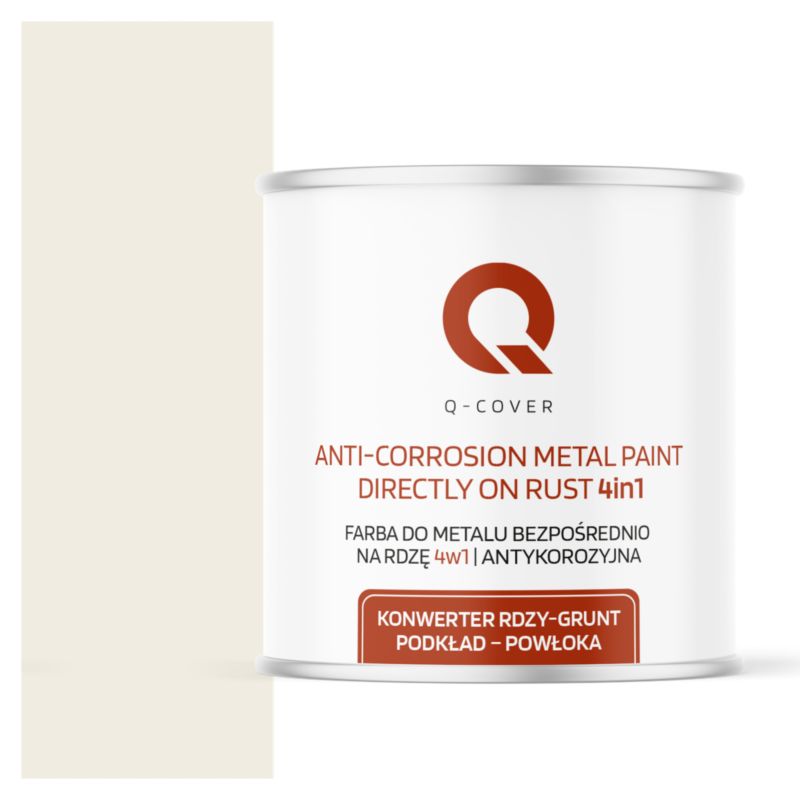 Farba do Metalu Prosto na Rdzę 4w1 Q-Cover Biały alpejski RAL9010 Wysoki Połysk 2.5L