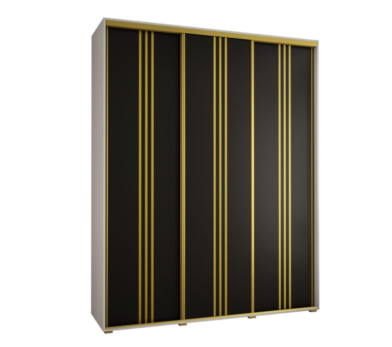 Szafa przesuwna Abiks DAVOS 6 wysoka szer.190cm gł.60cm biały/czarny/złoty 1szt.