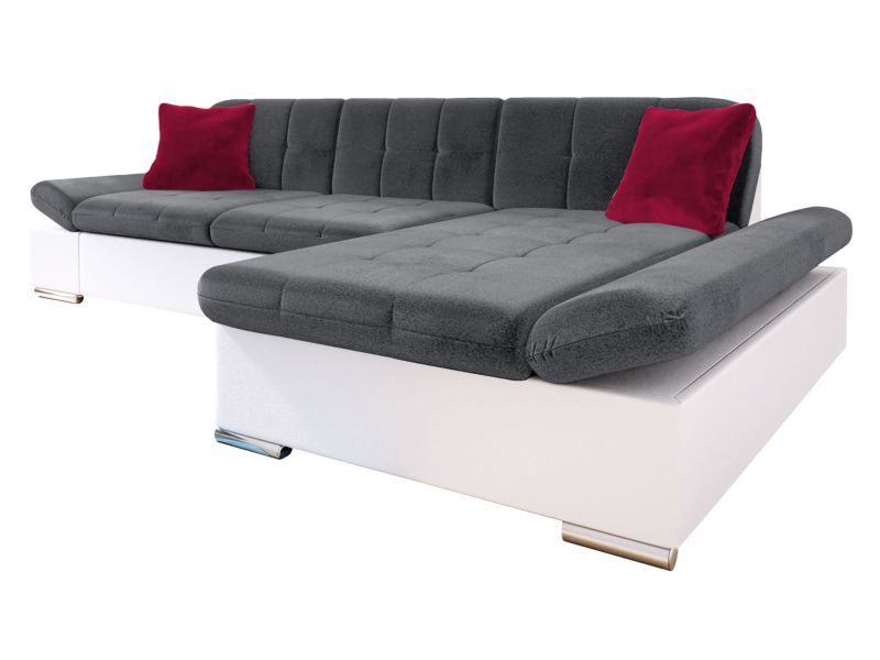 Narożnik MIRJAN 24 Montana prawy biała ekoskóra/stalowy szary/wiśniowy 1 szt.