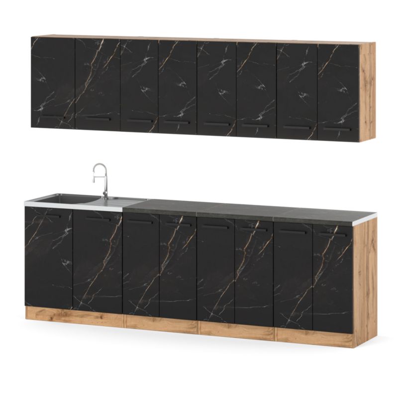 Zestaw Kuchenny Hurtownia-Mebli Z Blatem Kuchnia Vero 260cm Dąb Wotan San Sebastian 260x47x145 cm 1szt.