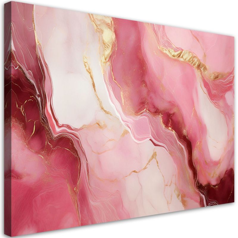 Obraz na płótnie Feeby Różowy Marmur Kamień Elementy Złota 90x60cm 1szt