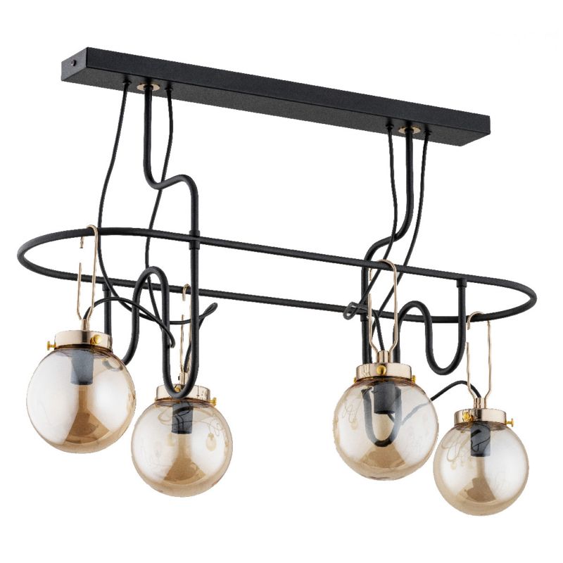 Lampa wisząca Alfa VENTIS czarno-bursztynowy-złota 4xE14x10W wym:71x38x73,5cm IP20 -1 szt.