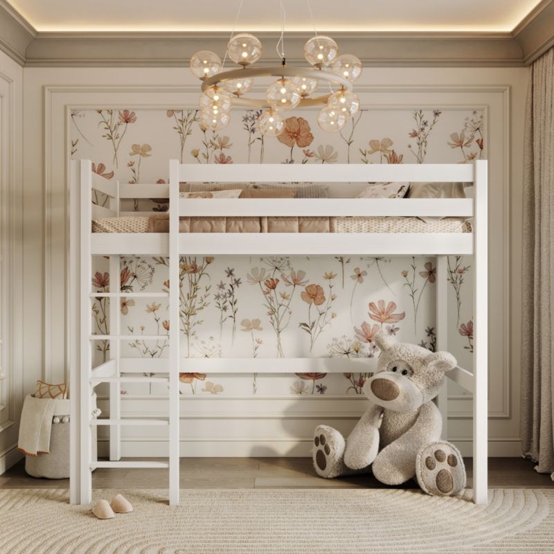 Drewniane łóżko N-WOOD na antresoli N05 biały 80x180 1szt.