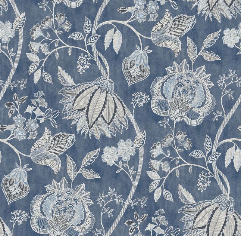 Tapeta Sanders & Sanders kwiaty ciemnoniebieskim 53 cm x 10 m - 1 rol.