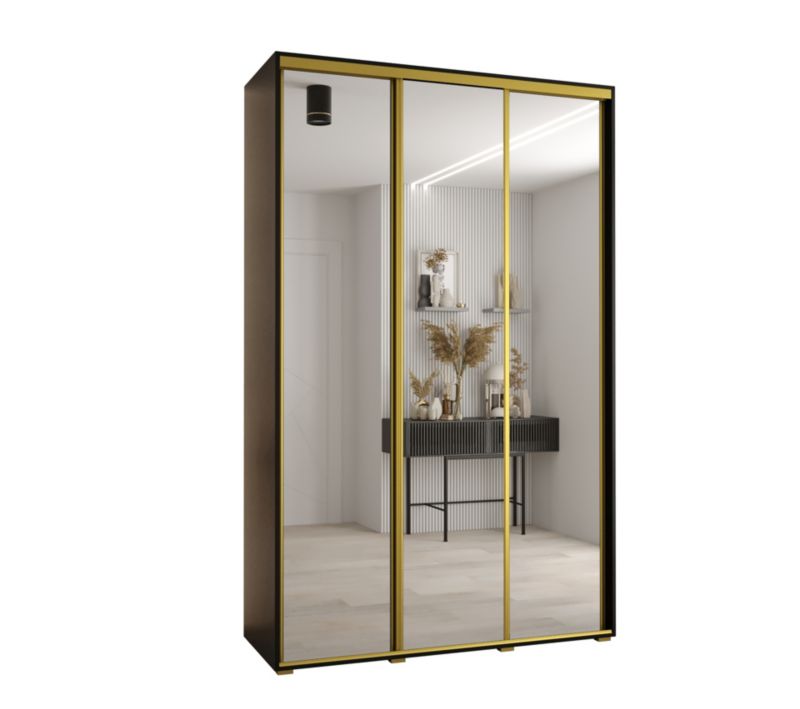 Szafa przesuwna Abiks DAVOS 2 wysoka szer.150cm gł.60cm czarny/czarny/złoty 1szt.