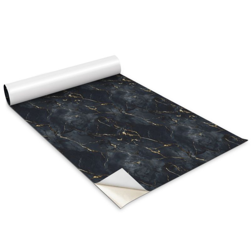 Okleina Na Szafki Kuchenne Wallfluent 100x50 cm Czarny marmur Okleina Do Mebli DIY 1 rol.