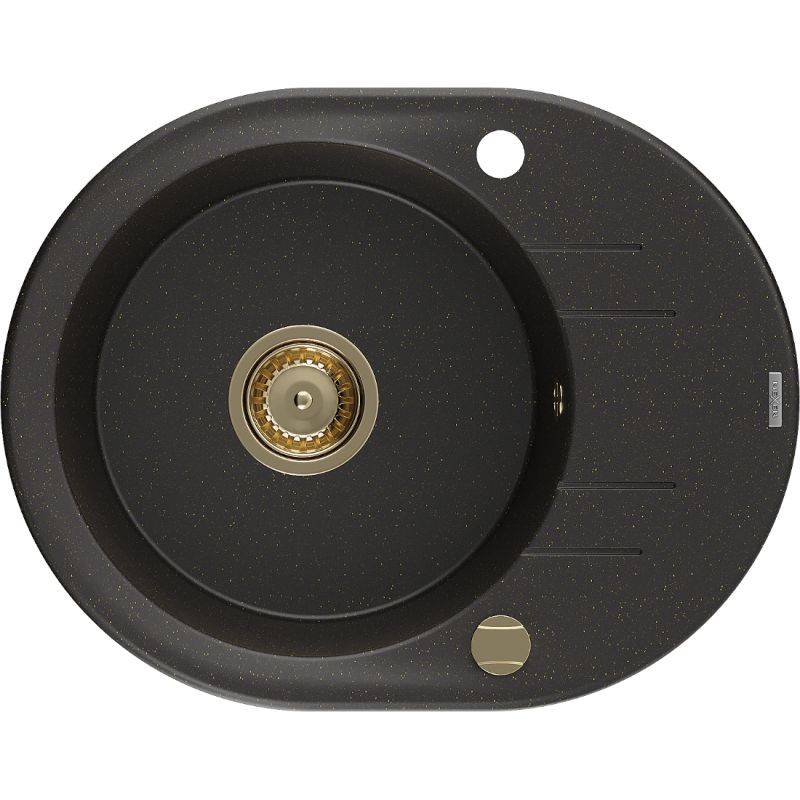Zlewozmywak wpuszczany Mexen Kevin 1-komorowy czarny/złoty metalik 586x458 mm - 6517581005-75-B 1 szt.