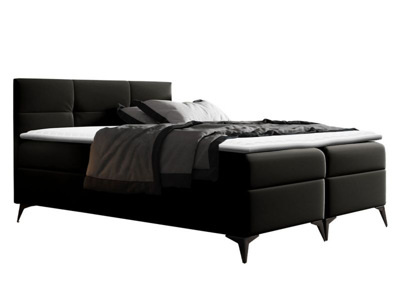 Łóżko kontynentalne MIRJAN 24 Figaro 200x200 czarna ekoskóra 1 szt.