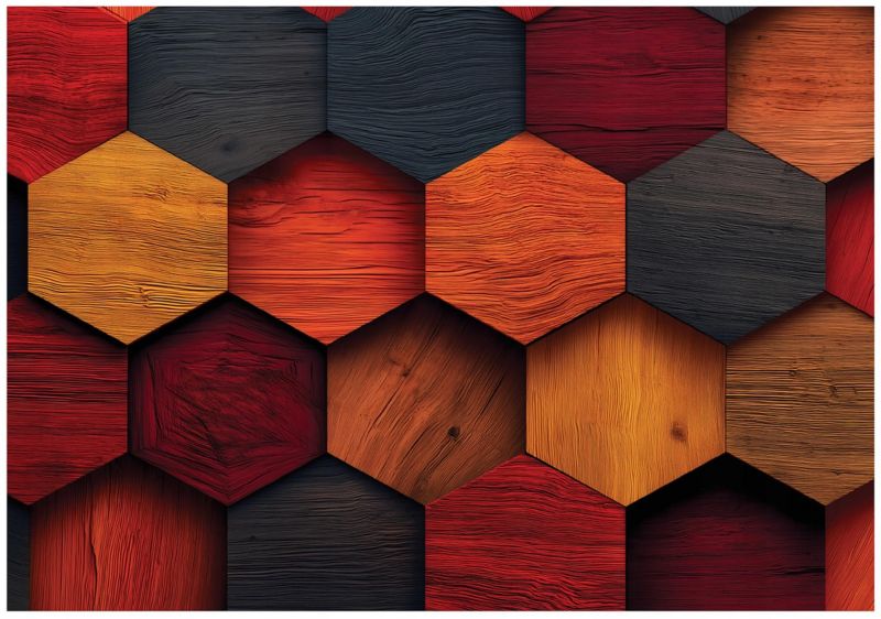 Fototapeta WALLARENA Do Sypialni Salonu Na Flizelinie Drewno Abstrakcja Geometria Pomarańczowy 350x250 cm 16031VX7 1 szt.