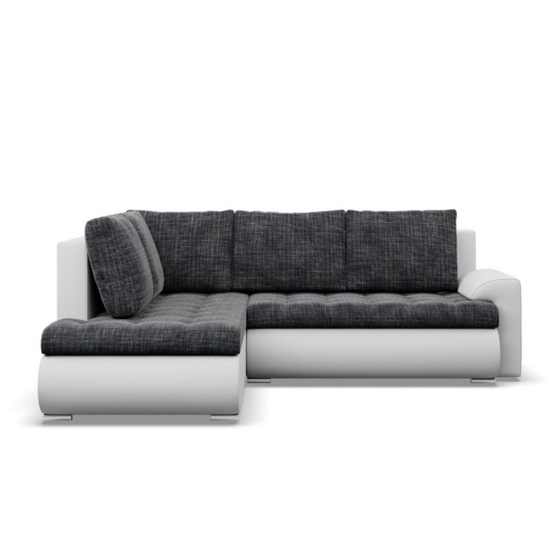 Narożnik TYLETEGOTU z otomaną lewy BOSCO ekoskóra plecionka biały ciemny szary 1 szt