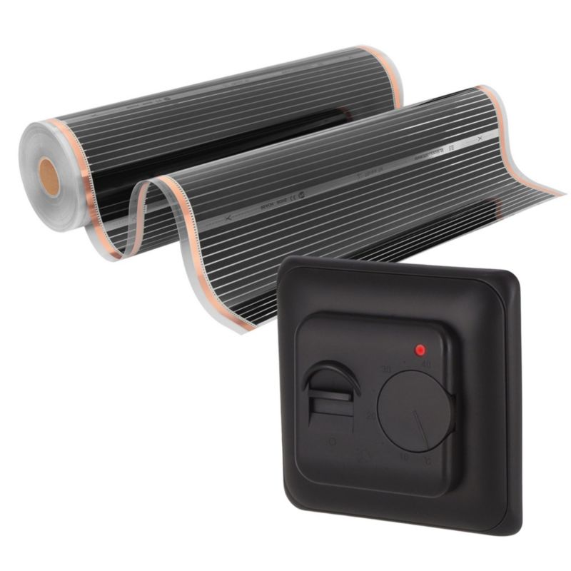 Zestaw folii grzewczej na podczerwień Mission Air Silver 160W 20m² szer.100cm +Aries Czarny 1 szt