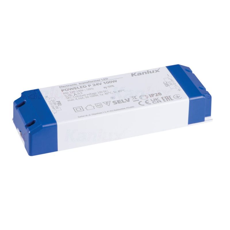 Zasilacz transformator do LED Kanlux moc 100W output 24V DC stałonapięciowy IP20 - 1 szt